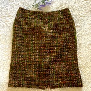 TALBOTS Tweed knee-length skirt, brown, fully lined Size 4P Excellent condition!